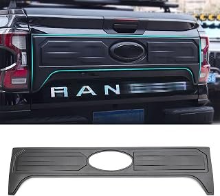 JHO Raptor Style Tailgate Panel Cover Rear Door Trunk Lid Tailgates Guard Plate for Ford Ranger T9 2023 2024 2025 2026 Exterior Accessories Black/Carbon Color (Black)