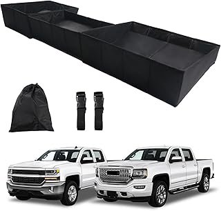 Foldable Under Seat Storage Box for 2014-2018 Chevrolet Silverado/GMC Sierra 1500 2015-2019 Silverado/Sierra 2500HD 3500 HD Crew Cab | Sierra Accessories Truck bed Underseat Storage Organizer