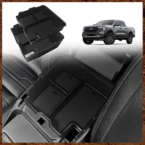 Muslogy Two-Layer Console Organizer for 2024+ Ford Ranger & Raptor (Black)
