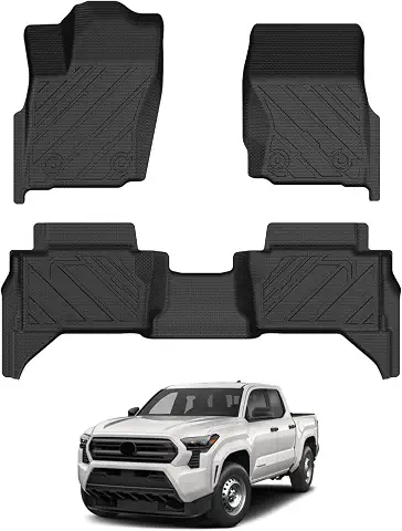 Floor Mats for Toyota Tacoma 2024 2025 2026 Double Cab Auto Tran(Not fit Hybrid), All Weather Floor Mat for Tacoma Accessories, Heavy Duty Tacoma TRD/SR/SR5/limited Car Mats, Car Accessories