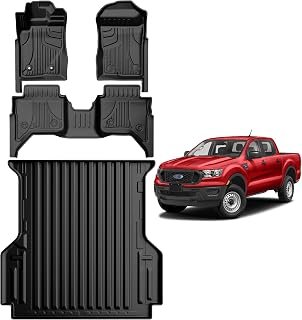 Floor Mats and 5FT Bed Mat for 2024 2025 2026 Ford Ranger SuperCrew Cab