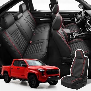 Seat Covers Custom for Nissan Frontier 2005-2026 Full Set,Black and Red