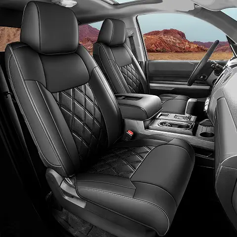 Custom Fit Seat Covers for 2014-2021 Toyota Tundra CrewMax & Double Cab, Waterproof Faux Leather Car Seat Protectors, Compatible with SR5 Limited TRD Platinum 1794 Edition