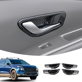Lcojicep Car Inner Door Handle Bowl Cover Trim Compatible with Hyundai Tucson/Santa Cruz 2022-2024 Inner Door Handle Bowl Cup Bottom Protector Cover Decorative Accessories (Carbon Fiber)