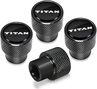 Metal Tire Valve Stem Cap Covers Titan Emblem Air Valve Cap Set Dust Proof Leak-Proof Air Cover Compatible with Nissan Titan Accessories (T)
