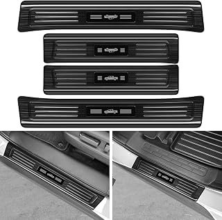 4PCS Door Sill Protector for Honda 2017-2025 2026 Ridgeline Accessories Black Brushed Stainless Steel Front and Rear Door Car Pedal Kick Guards Protection