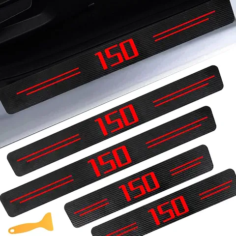 Door Sill Protectors for Ford F150, Carbon Fiber Leather Front/Rear Door Sill Sticker for Ford F150 Accessores 2015 2016 2017 2018 2019 2020 2021 2022 2023 2024 2025(Red)