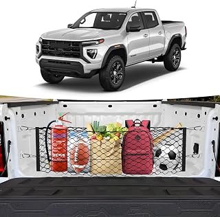 Trunk Bed Cargo Net for 2023-2025 2026 Chevy Colorado & GMC Canyon Accessories Envelope Style Mesh Trunk Net Colorado Adjustable Elastic Nylon Rear Canyon Cargo Net with Hooks