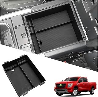 Ruiya 2016-2024 Titan Center Console Organizer for Nissan Titan Accessories ABS Material Armrest Console Organizer Compatible with 2016-2021 2022 2023 2024 Nissan Titan S/SV/Pro-4X/Platinum Reserve