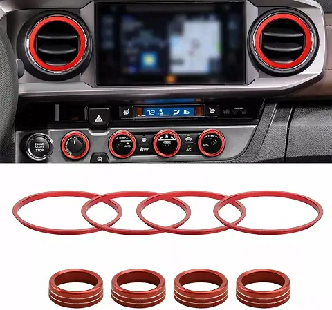 8PC AC Knob Covers & Inner Vent Rings for Tacoma 2016-2023, Red
