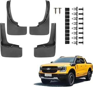 Mud Flaps Splash Guards Fit for 2018 2019 2020 2021 2022 Ford Ranger | No Drilling Required Bendable Mud Guards | Front & Rear 4-Piece Set Car Accessories