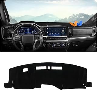 Autorder Dashboard Cover Mat for 2022-2025 2026 Chevy Chevrolet Silverado/GMC Sierra 1500 2500HD 3500HD Accessories Dash Cover Upgrade Velvet Dash Mat Sunshade Glare UV Rays Protector (Without HUD)