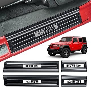 4PCS Door Sill Guards for Jeep Wrangler JL JLU 2018-2026, Door Sill Protector for 2020-2026 Gladiator JT Accessories, 304 Stainless Steel Door Entry Guard Full Coverage 4 Door (Black Brushed)