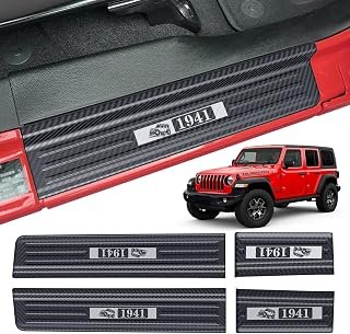 4PCS Door Sill Guards for Jeep Wrangler JL JLU 2018-2026, Door Sill Protector for 2020-2026 Gladiator JT Accessories, 304 Stainless Steel Door Entry Guard Full Coverage 4 Door (Carbon Fiber)