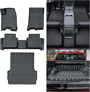 T TGBROS for Chevrolet Colorado Floor Mats 2023-2025 2026 All Weather Bed Mat Floor Liners for Chevy Colorado/GMC Canyon Crew Cab Accessories 5FT Trunk Bed Liner TPE Car Mats Set Non-Slip TPE Black