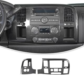 Linskip Carbon Fiber Dashboard Air Vent Covers Compatible with 2007-2013 Silverado 1500 & GMC Sierra & 2007-2014 2500HD 3500HD, Climate Control Accent Trim, Interior Accessories