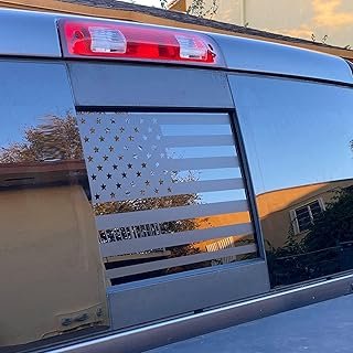for Chevrolet Colorado GMC Canyon 2015-2025 2026 Rear Middle Window American Flag Decal Back Center Sliding Window Glass USA Flag Vinyl Sticker Exterior Accessories
