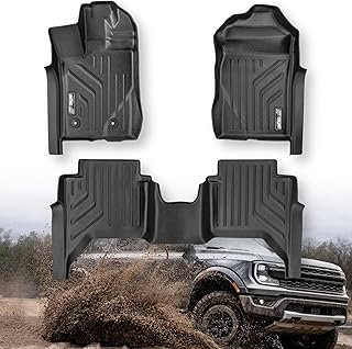 Premium MAXPRO All Weather Floor Mats for 2024-2026 Ford Ranger Raptor SuperCrew Cab Custom Fit Floor Liners 1st&2nd Row Set Waterproof TPE Anti-Slip Truck Mats Full Set Automotive Floor Mats Pickup