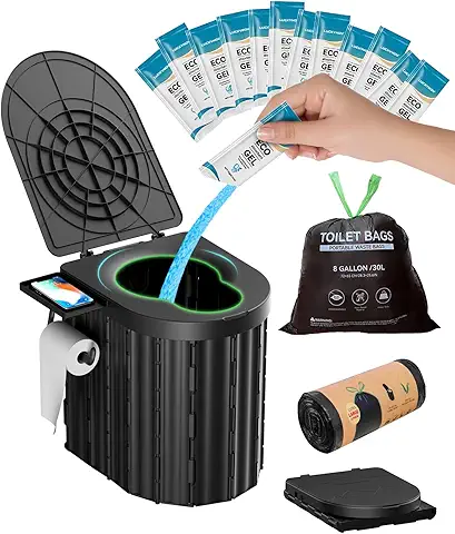Portable camping toilet with bags