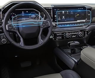 For 2026 Chevy Silverado Screen Protector - (3PCS)2022-2025 2026 Silverado 1500& 2024-2025 2026 Silverado 2500HD 3500HD Navi+Dash Touchscreen 2022-2025 Silverado Accessories Anti-Fingerprint HD Glass