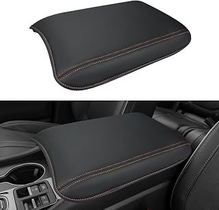 INTGET Center Console Cover for Honda Pilot Accessories 2023 2024 2025 2026,Ridgeline/Passport 2024-2026 Leather Car Armrest Arm Rest Box Lid Middle Seat Protector (Orange Stitches with pad, 2023+)