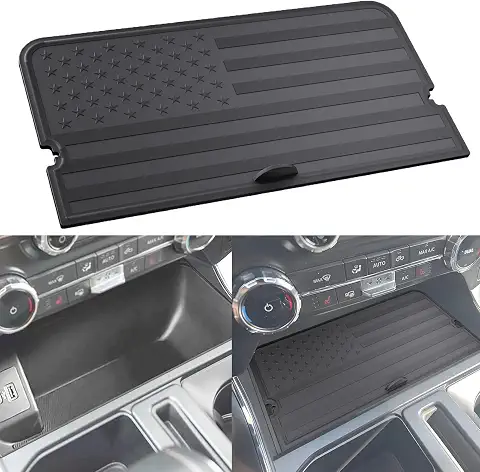 Center Console Compartment Cover for Ford F150 2021-2025 & Lightning XLT 2022-2024, Front Interior Storage Cubby Lid Hidden Secret Pocket Panel (For Open Pocket in Front of Shifter) (USB Hole)