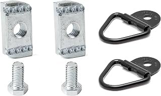 RK-NI-02 Truck Bed Rail Tie-Down Cleats Set, Heavy Duty Steel D-Ring Kit, Pack of 2, Compatible with Nissan Frontier and Titan Utili-Track Systems (Black)