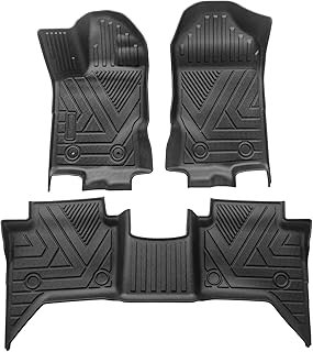 Floor Mats Custom Fit for 2019-2023 Ford Ranger SuperCrew All Weather Protection for Car Mats Anti-Slip TPE Odorless Floor Liners Front & 2nd Row Ford Ranger Accessories,3-pc Black