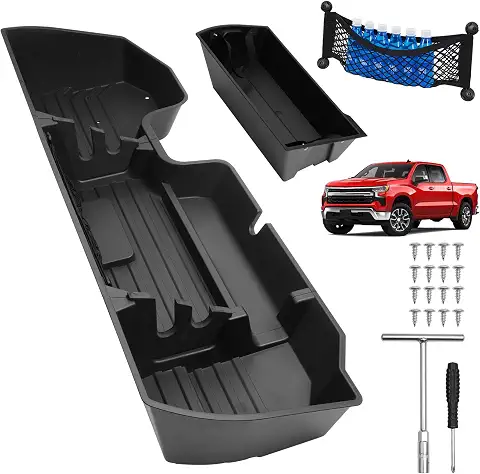 Mixsuper Liner Under Seat Storage for 2019-2026 Chevy Silverado 1500/GMC Sierra 1500 & 2020-2025 Silverado/Sierra 2500HD/3500HD, ABS 6PCS Kit with Mesh Pocket & Inner Bin, Silverado Accessories Black