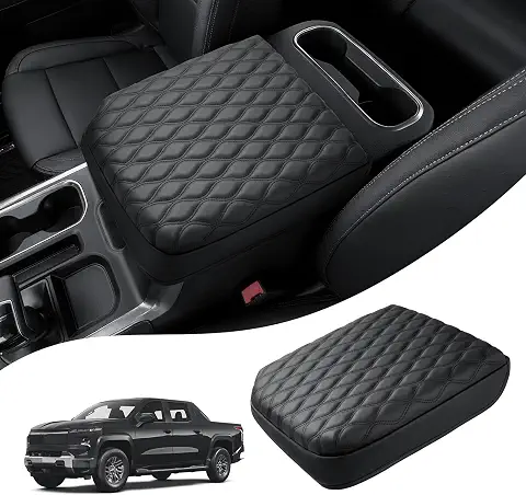 Autorder Center Console Cover for GMC Sierra/Chevy Silverado 1500 2019-2026 Accessories Armrest Cushion Cover Leather Middle Console Pad Armrest Pad Anti-Scratch(Bucket Seat Only)