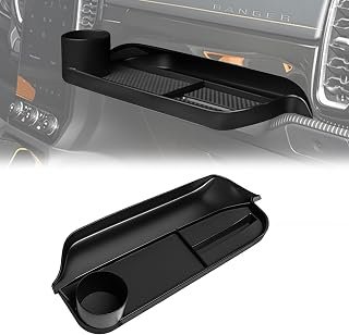 Ford Ranger 2023–2025 Passenger Side Storage Box with Cup Holder – Custom Fit Organizer Tray, No-Drill Installation, ABS Material, Silicone Mat, Hook