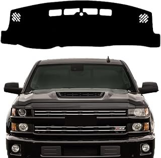 Dash Cover for 2014-2018 Chevy Chevrolet Silverado/GMC Sierra 1500, 2015-2019 Silverado/GMC Sierra 2500HD 3500HD Accessories,Polyester Dashboard Cover for Silverado, Non-Slip Dash Mat