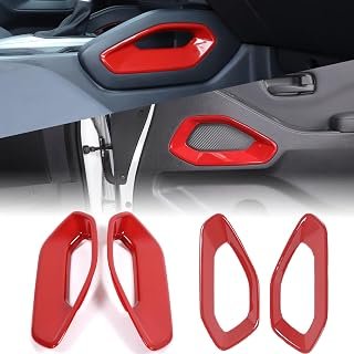 4PCS Center Consoles Grab Handle Side and Inner Door Panel Cover Trim Compatible with Nissan Frontier 2022-2025 ABS Interior Door Panel and Armrest Shift Side Panel Trim Frame (Red)