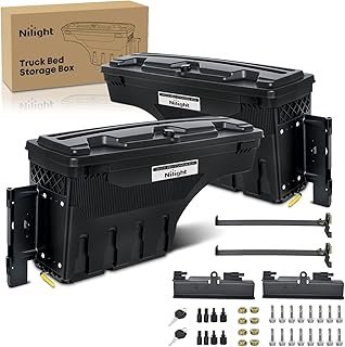 Nilight Truck Bed Tool Box Driver Side & Passenger Side Truck Toolbox Fit for Chevrolet Silverado GMC Sierra 1500 2500 3500 2007-2018 Swing Case Truck Bed Storage Box w Lockable Lid Wheel Well Toolbox