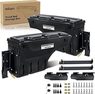 Nilight Truck Bed Tool Box Driver Side & Passenger Side Truck Tool Box Fit for Toyota Tundra 2007-2021 ABS Swing Case Truck Bed Storage Box with Lockable Lid Waterproof Wheel Well Toolbox Black