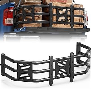 Truck Bed Extender 59"- 69" Adjustable Length, Heavy Duty Aluminum Tailgate Extender with Reinforced Panel, Drill Required, Fits for Ford F150/250/350, Ram 1500-3500, Silverado/Sierra, Tundra