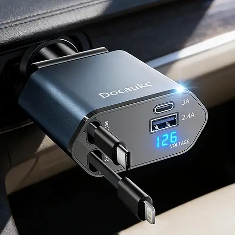 Retractable four-in-one car charger