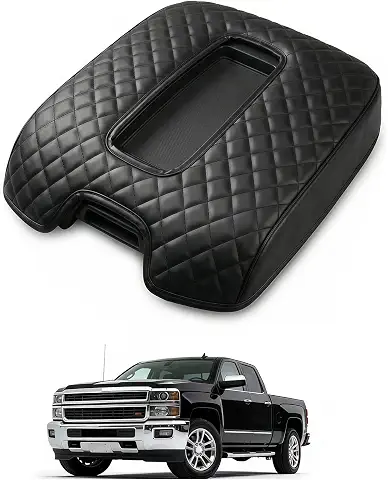 Center Console Armrest Cover Compatible with Chevy Silverado & GMC Sierra 1500 2500 3500 2014-2018, Yukon & Tahoe & Suburban 2015-2020, For Console Bucket Seat, Arm Rest Cushion, Anti-Scratch, Black