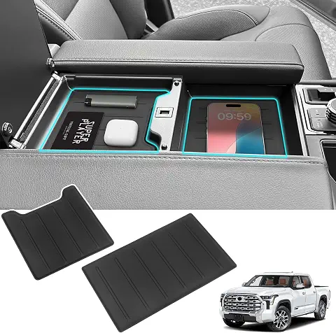 2PC Center Console Tray Liner Compatible with Toyota 2022-2026 Tundra (Only Fit Platinum, 1794, TRD PRO, Capstone) & 2023-2026 Sequoia Accessories Center Console Organizer Protective Pad