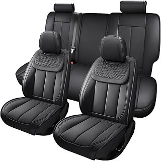 Seat Covers for Truck Chevy Chevrolet Silverado GMC Sierra Pickup 2007-2026 1500 2500HD 3500HD Trail Boss Z71 Crew Double Extended Cab Waterproof Leather Protectors Black Full Set