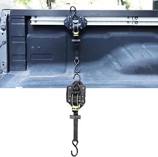 Retractable Ratchet Straps Compatible with Nissan Frontier 2009-2017, Bed Mount Bolt on Self Retracting Tie Down Straps Replacement Accessories (Black 1)
