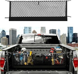 Envelope Style Truck Bed Cargo Net Compatible with Toyota Tundra 2007-2026 &Nissan Frontier 2013-2026 Highly Elastic Truck Cargo Net for Tundra Accessories, Upgraded Storage Bag