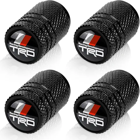 4pcs Tire Valve Stem Caps, Compatible with Toyota TRD Sequoia Tundra Tacoma 4Runner Trucks Series Stem Cap Universal Car Air Cover Car Accessories for Cars, SUV, Truck, Motorcycles Black