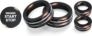 Interior Upgrade Accessories Compatible with 2025-2026 Hyundai Tucson & Santa Cruz (Not Fits SE Trim), DvlynAuroa 5-Piece Aluminum Knob Cover Trim Kit (Black) for Push Start, A/C Climate & Volume Knob