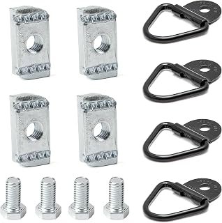 4-Set Truck Bed Rail Cleats Utili-Track Mounting Kit, Compatible with Nissan Frontier 2005-2024 & Titan 2004-2024, 1000 lbs Capacity, Carbon Steel, Silver/Black
