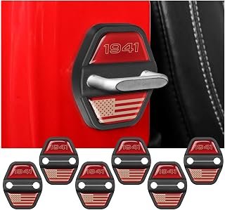 6PCS Door Lock Decoration Cover for 2018-2025 2026 Jeep Wrangler JL JLU 4XE Unlimited Sahara Sports Rubicon 2020-2026 Gladiator JT Accessories Door Latch Guard Cover Red