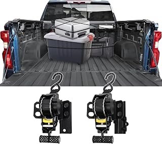Retractable Ratchet Tie Down Straps for 2019-2026 Chevy Silverado GMC Sierra 1500 Accessories, Truck Bed Auto Self Retracting Tie-Down Rope with Hooks for Cargo/Trailer, Heavy Duty Adjustable