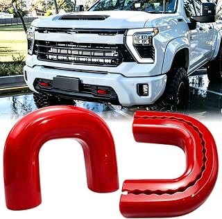 Tow Hook Covers for 2020-2026 Chevrolet Silverado 2500HD 3500HD, Red 2-Pack Silicone Front Tow Hook Protector Replacement, Heavy Duty Silverado 2500 HD 3500 HD Accessories