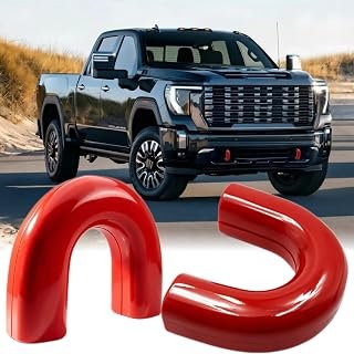 Front Tow Hook Cover for 2020-2026 GMC Sierra 2500 HD 3500 HD, Sierra 2500HD Accessories, Sierra 3500HD Accessories, GMC 2500HD Accessories, Tow Hook Covers, Silicone, Red (2 Pack)