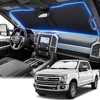 Windshield Sun Shade for Ford Super Duty F250 F350 2017-2025 Sunshade Front Window Shade Custom Fit F250 F350 Accessories Sun Visor Foldable Shade Blocks UV Rays Accessories